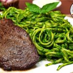 Fetuccinis al pesto con Churrasco